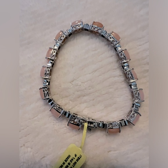 Chuck Clemency STS Pink Opal Gold n Sterling Silver Peruvian Bracelet - Picture 7 of 14